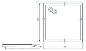 אגנית אקרילית אורבן - 90*90 ס"מ MTI189