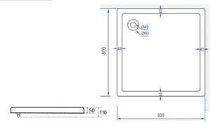 אגנית אקרילית אורבן - 80*80 ס"מ MTI180