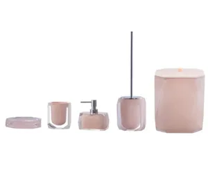 סט דיימונד - DIAMOND פח 5 ליטר, מברשת אסלה, דיספנסר, כוס וסבוניה ורוד 10614-DPK מלדן