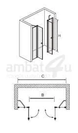 מקלחון חזית 2 קבועים+2 דלתות ROLL - רול