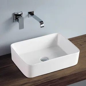 כיור מלבני מונח לבן / לבן מט