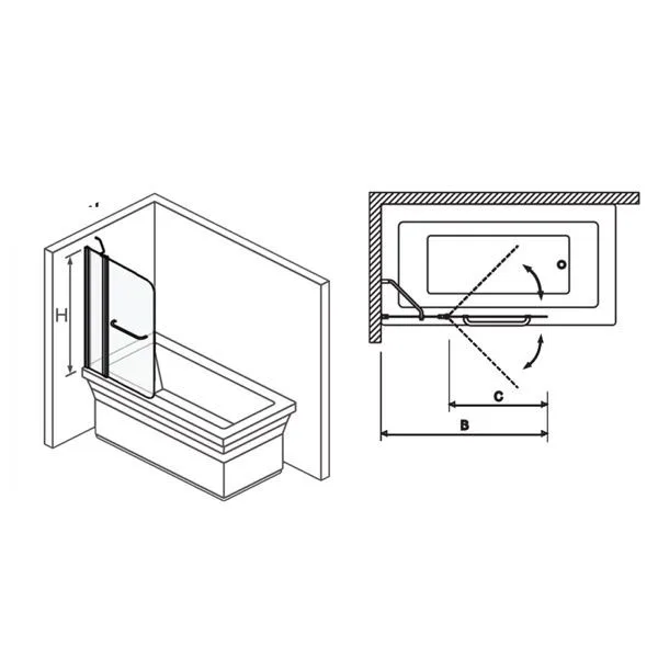 אמבטיון COUNTRY - קבוע ודלת 120 קאנטרי שחור