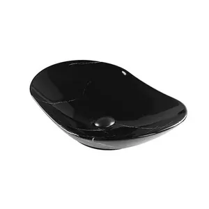 כיור מונח שחור מט / מבריק עם גידים / שחור מט חלק