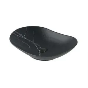 כיור מונח שחור מט / מבריק עם גידים / שחור מט חלק