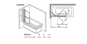 אמבטיון COUNTRY - קבוע ודלת 120 קאנטרי פרופיל זהב