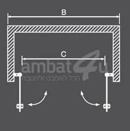 מקלחון חזית FREE שתי דלתות 121-125 ס"מ פסים