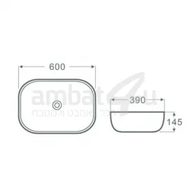 כיור מונח לבן דפנות דקות