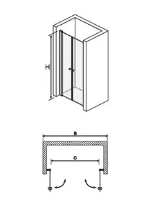 מקלחון חזית FREE שתי דלתות פרופיל זהב מידות שונות 75-105