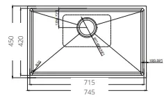 כיור מטבח נירוסטה 74.5/45
