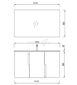 ארון אמבטיה תלוי אוטי דלתות 60 ס"מ