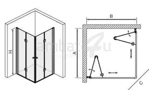 מקלחון פינתי מקס MAX 2 קבועים +2 דלתות