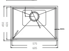 כיור מטבח נירוסטה וינו 60/45 גרפיט