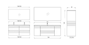 ארון אמבטיה תלוי אופטימל מגירות