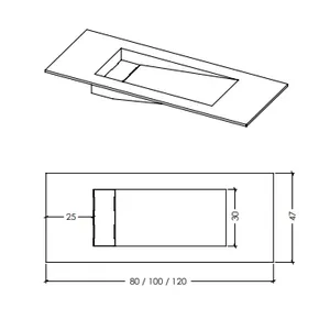 כיור אינטגרלי קוריאן לבן מט ניקוז נסתר שאטו
