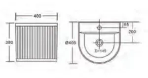 כיור חרס תלוי קרלו 40/40 חאקי פסים