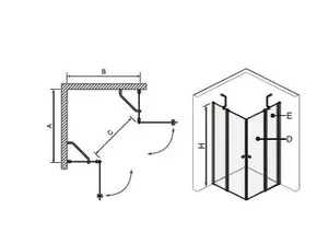 מקלחון פינתי 2 קבועים + 2 דלתות זהב מט 80/80 מקס