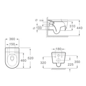 אסלה תלויה אלקטרונית רימלס לבן מבריק WC
