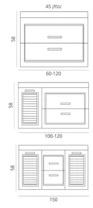 ארון אמבטיה תלוי פרש 150 ס"מ