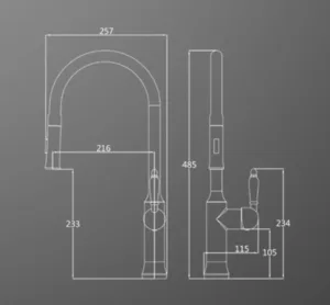 ברז מטבח נשלף 2 מצבי זרימה ידית חרס לבנה זהב מט 1457YB סיוון אופיר