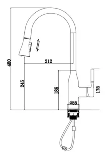 ברז מטבח נשלף 2 מצבי זרימה זהב מט 1025YB סיוון אופיר