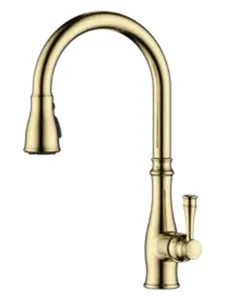 ברז מטבח נשלף 2 מצבי זרימה זהב מבריק 1054G סיוון אופיר