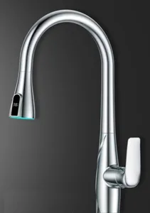 ברז מטבח נשלף 2 מצבי זרימה ונורת לד ניקל מבריק 1096L סיוון אופיר