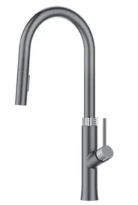 ברז מטבח נשלף 2 מצבי זרימה אפור גרפיט בשילוב ניקל 1019GR סיוון אופיר