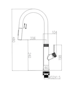 ברז מטבח נשלף 2 מצבי זרימה אפור גרפיט בשילוב ניקל 1019GR סיוון אופיר