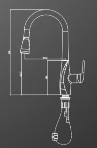 ברז מטבח נשלף 2 מצבי זרימה אפור גרפיט 1096GR סיוון אופיר