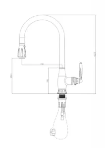 ברז מטבח נשלף 2 מצבי זרימה אפור גרפיט 1092GR סיוון אופיר