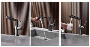 ברז מטבח נשלף 2 מצבי זרימה אפור גרפיט 1049GR סיוון אופיר