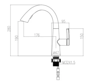 ברז מטבח נמוך נשלף 2 מצבי זרימה ניקל מבריק 1017 סיוון אופיר
