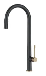 ברז מטבח נשלף 2 מצבי זרימה שחור מט בשילוב רוז גולד מט 1093RGB סיוון אופיר