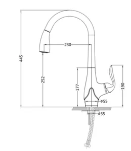 ברז מטבח נשלף 2 מצבי זרימה זהב מבריק 1094G סיוון אופיר