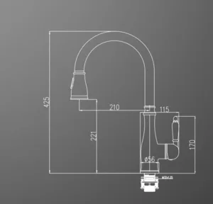 ברז מטבח נשלף 2 מצבי זרימה ידית חרס לבנה שחור מט 1454B סיוון אופיר