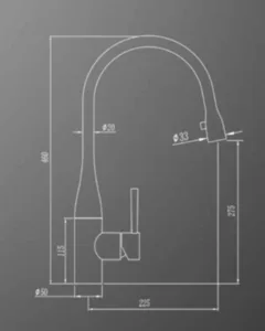 ברז מטבח נשלף מצב זרימה אחד עם נורת לד רוז גולד מט 1027RGL סיוון אופיר