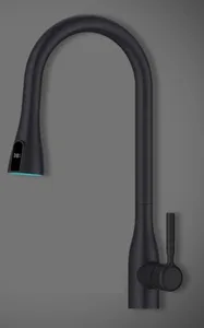 ברז מטבח נשלף 2 מצבי זרימה ונורת לד שחור מט 1025BL סיוון אופיר