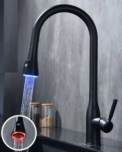 ברז מטבח נשלף 2 מצבי זרימה ונורת לד שחור מט 1025BL סיוון אופיר