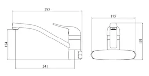 ברז קיר למטבח ניקל מבריק 2307L סיוון אופיר