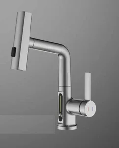 ברז מטבח נשלף 3 מצבי זרימה וצג דיגיטלי ניקל מוברש 1024CB סיוון אופיר