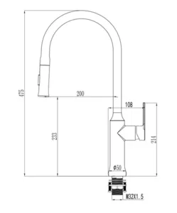 ברז מטבח נשלף 2 מצבי זרימה שחור מט 1057B סיוון אופיר