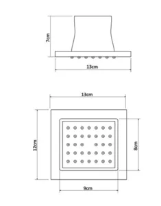 ג'ט מרובע מתכוונן 13*13 ס"מ שחור מט 387B סיוון אופיר