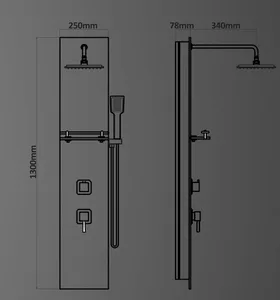מוט פינוק אינטרפוץ ראש טוש ומזלף מרובעים זכוכית שחורה 2486S סיוון אופיר