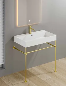 סט נובה - NOVA יוקרתי לחדר אמבטיה 100/47 ס"מ ברזלי אלומיניום זהב מט ניתן גם לנכים סיוון אופיר