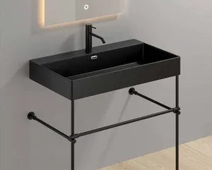 סט נובה - NOVA יוקרתי לחדר אמבטיה 100/47 ס"מ ברזלי אלומיניום שחור מט ניתן גם לנכים סיוון אופיר