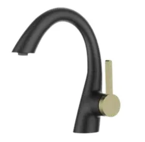 ברז פרח נמוך פיה מסתובבת שחור מט בשילוב זהב מט 1060BYB סיוון אופיר