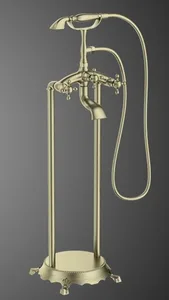 סוללה לאמבטיה מהרצפה בעיצוב כפרי זהב מט 8200YB סיוון אופיר