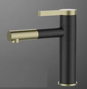 ברז פרח נמוך פיה מסתובבת שחור מט בשילוב זהב 5407BYB סיוון אופיר