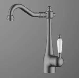 ברז פרח נמוך פיה מסתובבת ידית חרס לבנה אפור גרפיט 3610GR סיוון אופיר