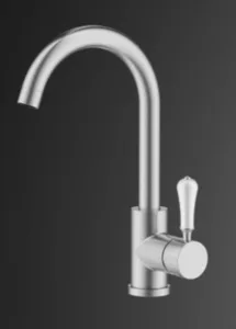 ברז פרח נמוך פיה מסתובבת ידית חרס לבנה ניקל מוברש 1906CB סיוון אופיר